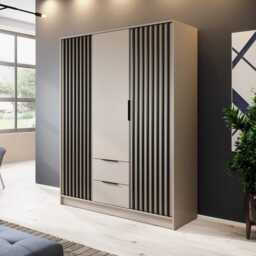 Nelly Hinged Door Wardrobe 155cm - Grey 155cm - thumbnail 2