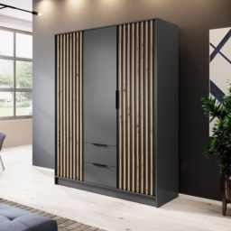 Nelly Hinged Door Wardrobe 155cm - Grey 155cm - thumbnail 8