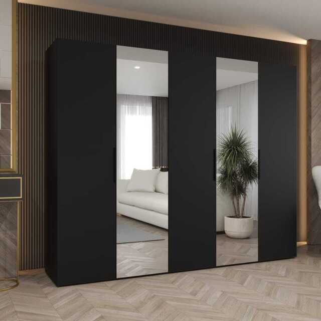 Marbella II Hinged Door Wardrobe 250cm - Black 250cm - image 1
