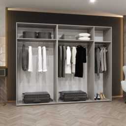 Marbella II Hinged Door Wardrobe 250cm - Black 250cm - thumbnail 5