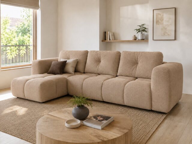 Corner Sofa Bed Modi III - Beige 336cm Left - image 1