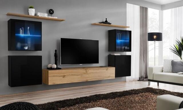 "Switch XIV Entertainment Unit For TVs Up To 75"" - Oak Wotan 320cm Black" - image 1