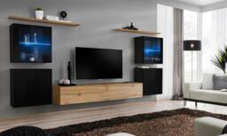 "Switch XIV Entertainment Unit For TVs Up To 75"" - Oak Wotan 320cm Black" - thumbnail 1
