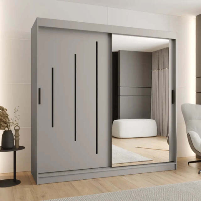 Rubino Y2 Sliding Door Wardrobe 200cm - Cashmere 200cm - image 1