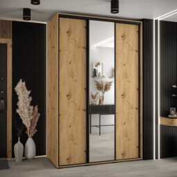 Cannes III Sliding Door Wardrobe 150cm - Black 150cm - thumbnail 5