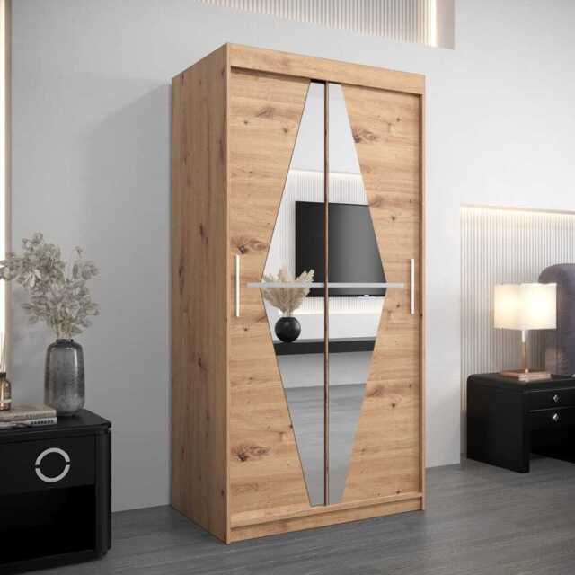 Boliwia Sliding Door Wardrobe 100cm - Oak Artisan 100cm - image 1