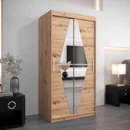 Boliwia Sliding Door Wardrobe 100cm - Oak Artisan 100cm - thumbnail 1