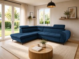 Corner Sofa Bed Mona Pik - Navy Blue 260cm Left