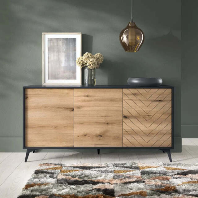 Diamond Large Sideboard Cabinet 154cm - Oak Evoke 154cm - image 1