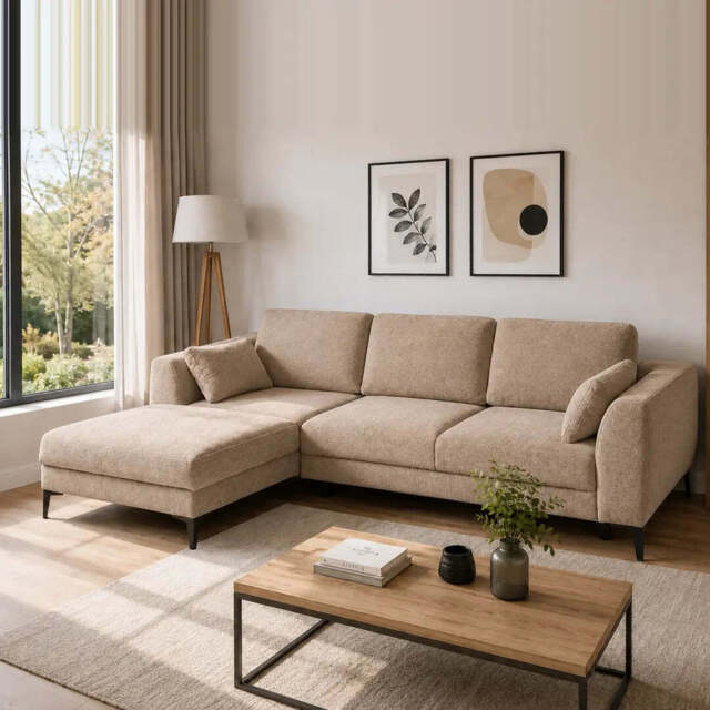 Corner Sofa Bed Imperia - Beige 294cm Left - image 1