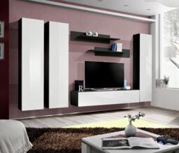 "Fly C1 Entertainment Unit For TVs Up To 65"" - 310cm Black White Gloss"