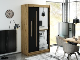 Leto Y2 Sliding Door Wardrobe 120cm - Black 120cm - thumbnail 2