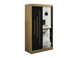 Leto Y2 Sliding Door Wardrobe 120cm - Black 120cm - thumbnail 1