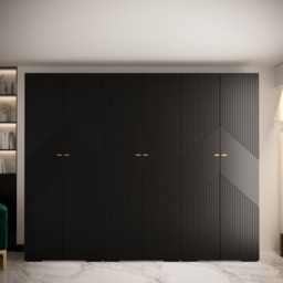 Manhattan II Hinged Door Wardrobe 300cm - Black 300cm - thumbnail 1