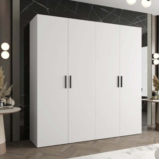 Bari I Hinged Door Wardrobe 200cm - White 200cm - image 1