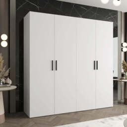Bari I Hinged Door Wardrobe 200cm - White 200cm