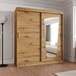 Moka Sliding Door Wardrobe 180cm - Oak Walnut 180cm - thumbnail 7