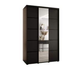 Cannes V Sliding Door Wardrobe 160cm - Black 160cm - thumbnail 2
