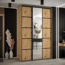 Cannes V Sliding Door Wardrobe 160cm - Black 160cm - thumbnail 4