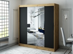 Leto T1 Sliding Door Wardrobe 200cm - Black 200cm - thumbnail 2