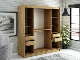 Leto T1 Sliding Door Wardrobe 200cm - Black 200cm - thumbnail 5