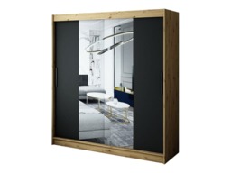 Leto T1 Sliding Door Wardrobe 200cm - Black 200cm