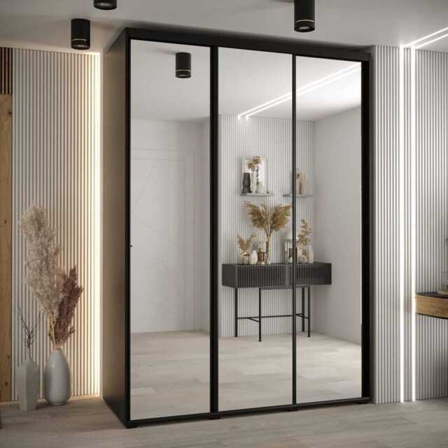 Cannes II Sliding Door Wardrobe 180cm - Black 180cm - image 1