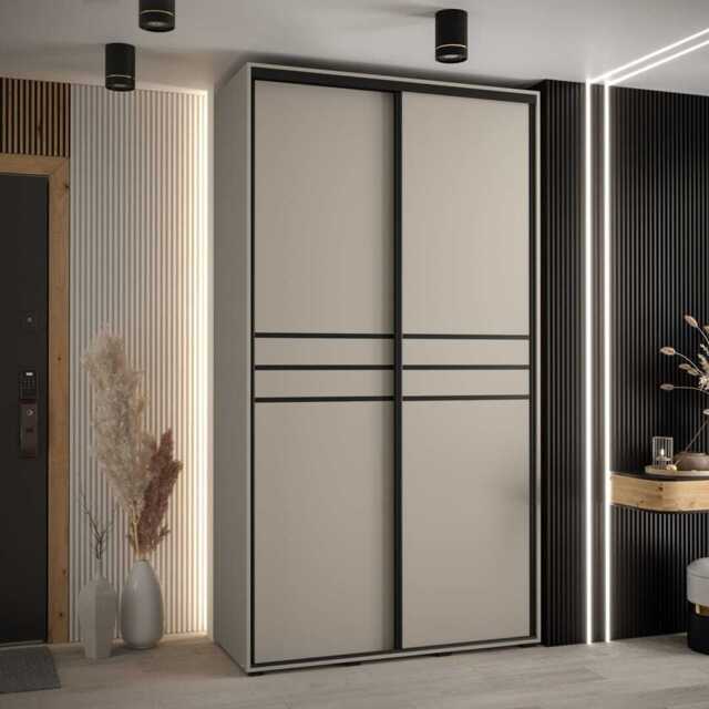 Dakota X Sliding Door Wardrobe 140cm - Cashmere 140cm - image 1