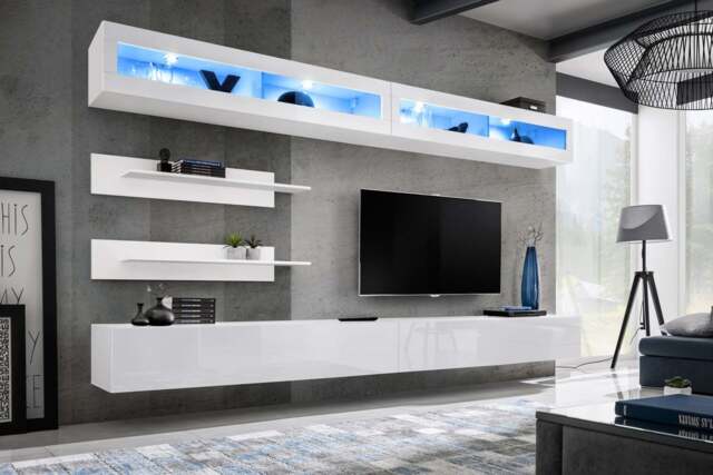 "Fly I2 Entertainment Unit For TVs Up To 75"" - White 320cm" - image 1