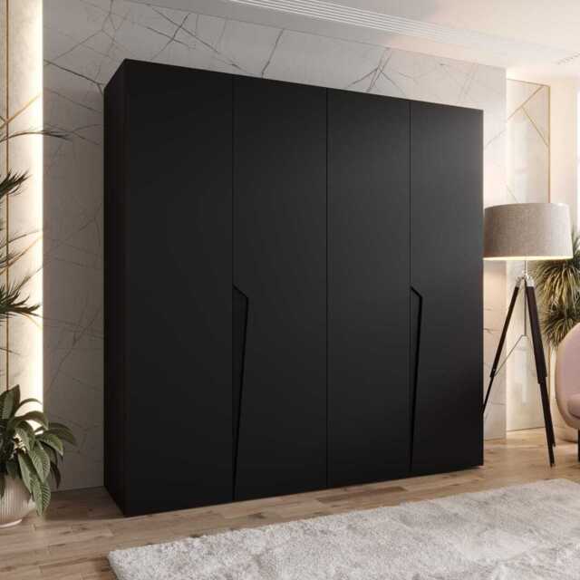Piano I Hinged Door Wardrobe 200cm - Black 200cm - image 1