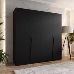 Piano I Hinged Door Wardrobe 200cm - Black 200cm