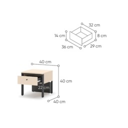 Enna EN-05 Bedside Table 40cm - Beige 40cm - thumbnail 3