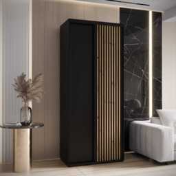 Sapporo I Sliding Door Wardrobe 120cm - Black 120cm - thumbnail 1