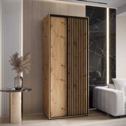 Sapporo I Sliding Door Wardrobe 120cm - Black 120cm - thumbnail 4
