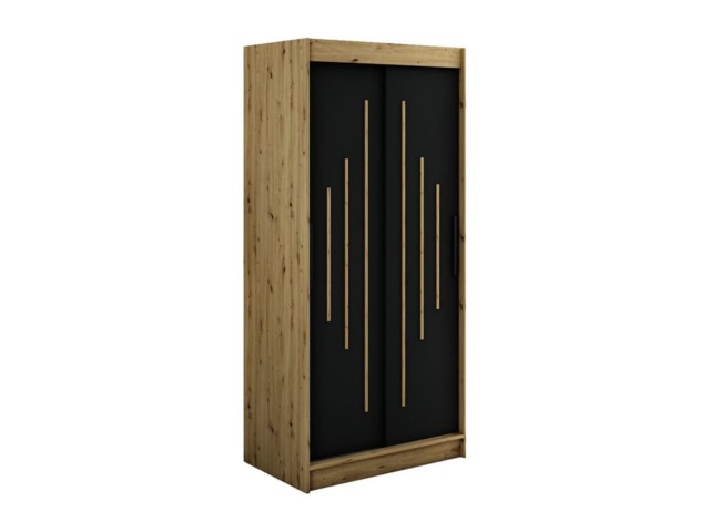 Leto Y Sliding Door Wardrobe 100cm - Black 100cm - image 1