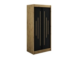 Leto Y Sliding Door Wardrobe 100cm - Black 100cm - thumbnail 1