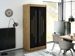 Leto Y Sliding Door Wardrobe 100cm - Black 100cm - thumbnail 2