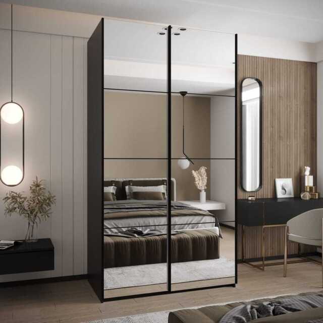 Trosa II Sliding Door Wardrobe 140cm - Black 140cm - image 1
