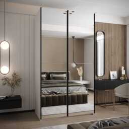 Trosa II Sliding Door Wardrobe 140cm - Black 140cm - thumbnail 6