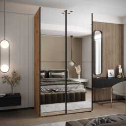 Trosa II Sliding Door Wardrobe 140cm - Black 140cm - thumbnail 2