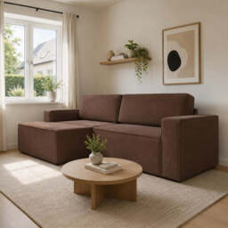 Corner Sofa Bed Como - Beige 245cm Left - thumbnail 7