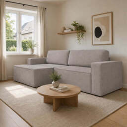 Corner Sofa Bed Como - Beige 245cm Left - thumbnail 6