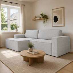 Corner Sofa Bed Como - Beige 245cm Left - thumbnail 5
