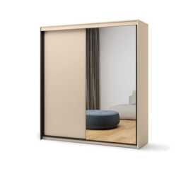Trend TS-01 Sliding Door Wardrobe 200cm - Beige 200cm - thumbnail 1