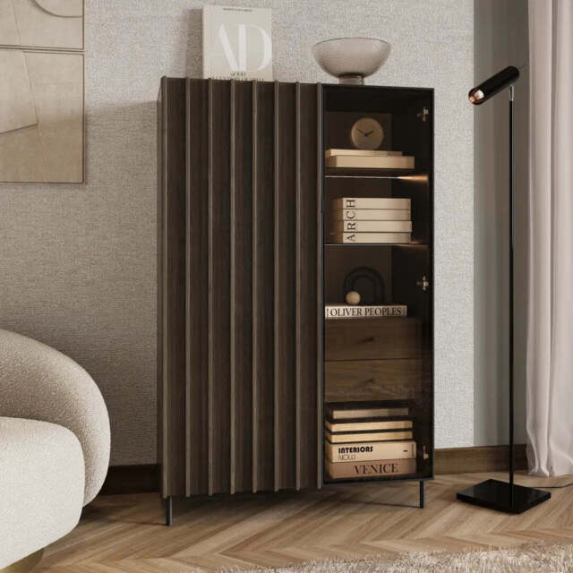 Piemonte PE-06 Display Cabinet 92cm - Portland Ash 92cm - image 1