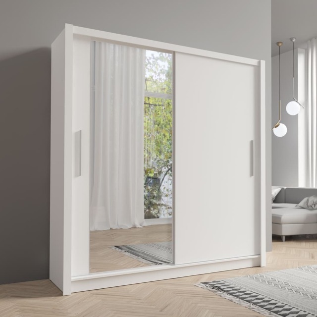 Baku 10 Sliding Door Wardrobe 155cm - White 155cm - image 1