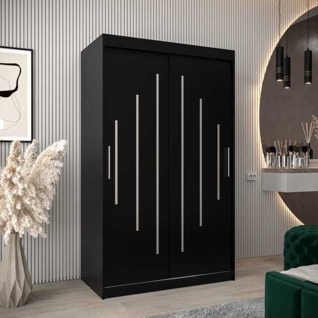 York Sliding Door Wardrobe 120cm - Black 120cm - image 1