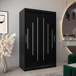 York Sliding Door Wardrobe 120cm - Black 120cm - thumbnail 1