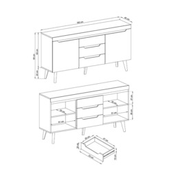 Nordi Large Sideboard Cabinet 160cm - White Gloss 160cm - thumbnail 6