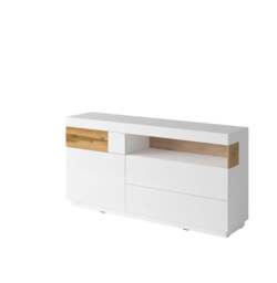 Silke 47 Sideboard Cabinet 169cm - White Gloss / Wotan Oak 169cm - thumbnail 5
